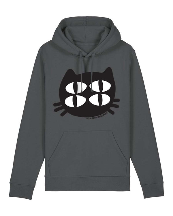 Sudadera capucha unisex algodón. "Gato cuántico"