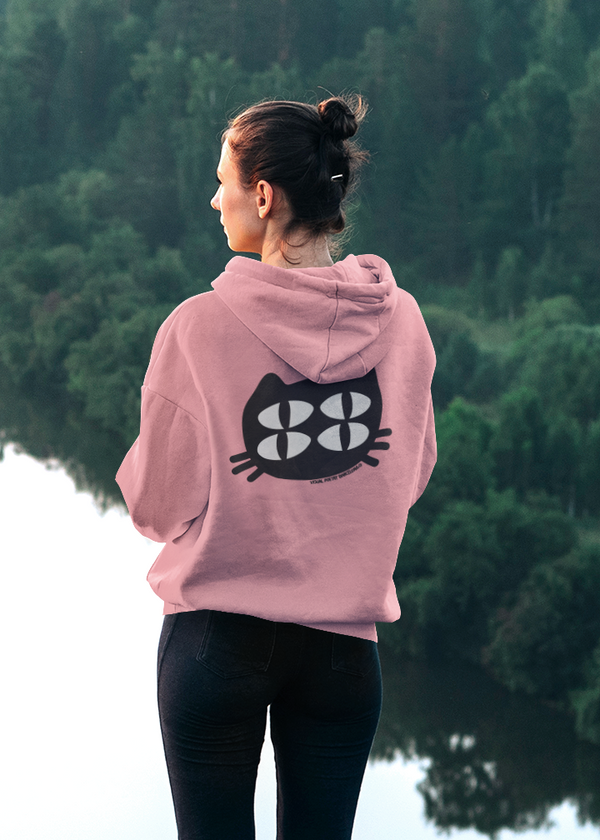 Sudadera capucha unisex algodón. "Gato cuántico" (back-front)