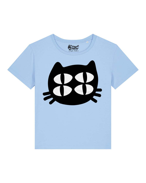 Camiseta mujer algodón orgánico. “Gato cuántico”