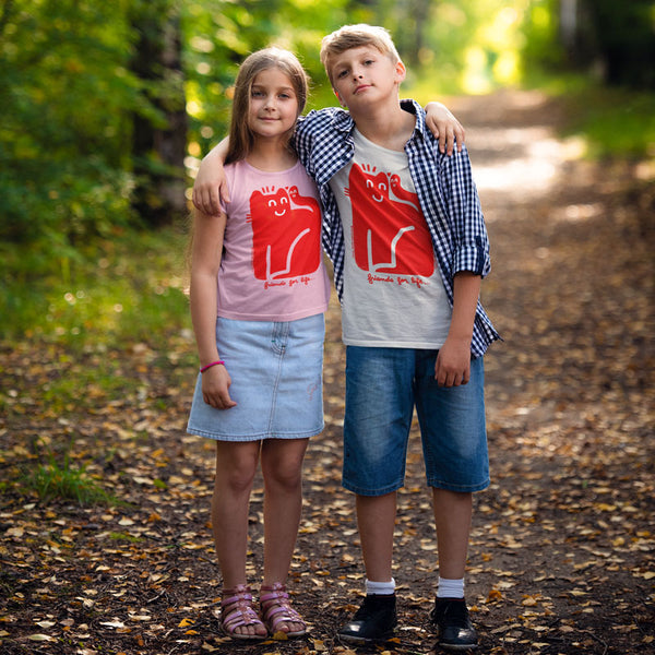 Camiseta niños algodón orgánico. "Friends for life"