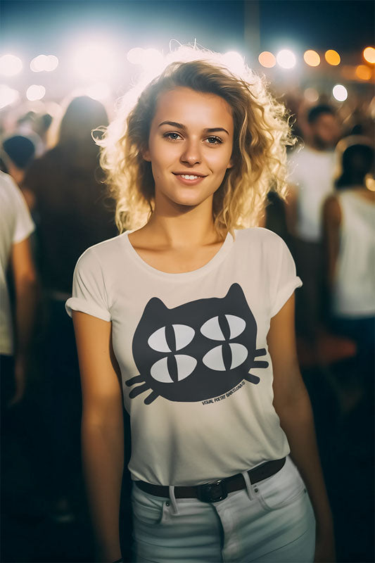 Camiseta mujer algodón orgánico. “Gato cuántico”