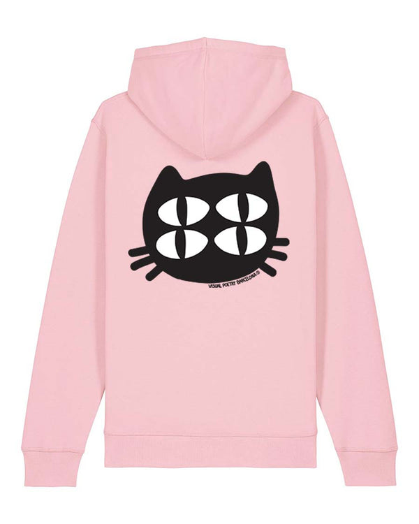 Sudadera capucha unisex algodón. "Gato cuántico" (back-front)