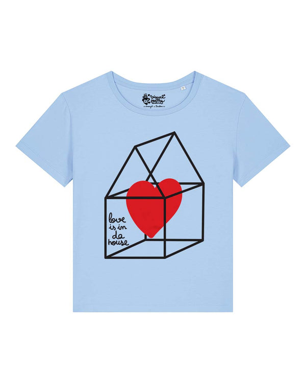 Camiseta mujer algodón orgánico. “Love is in da house”