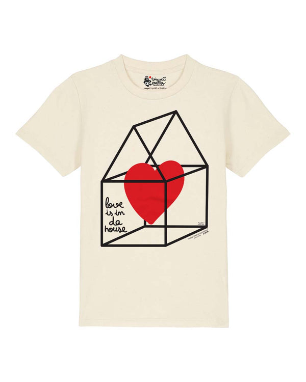 Camiseta niños algodón orgánico. "Love is in da house"