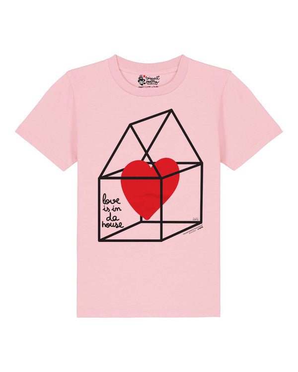Camiseta niños algodón orgánico. "Love is in da house"