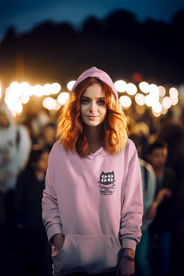 Sudadera capucha unisex algodón. "Gato cuántico" (back-front)