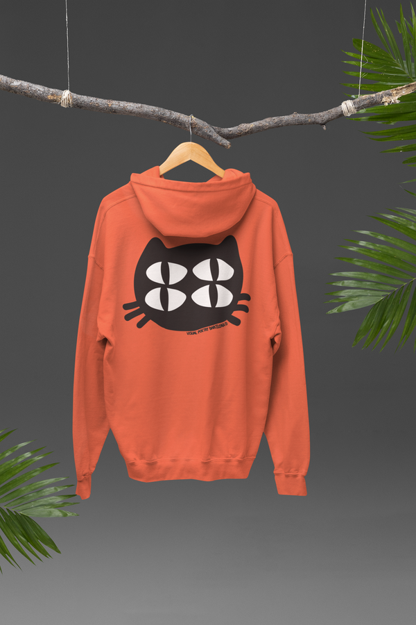 Sudadera capucha  niños algodón orgánico. "Gato cuántico"