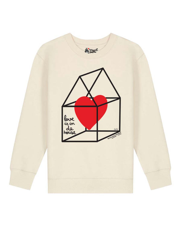 Sudadera niños algodón orgánico. "Love is in da house"