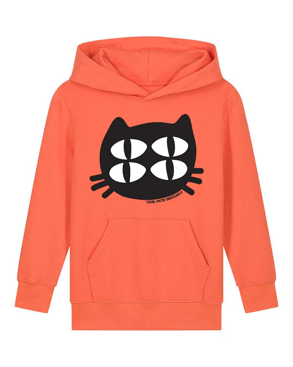 Sudadera capucha  niños algodón orgánico. "Gato cuántico"