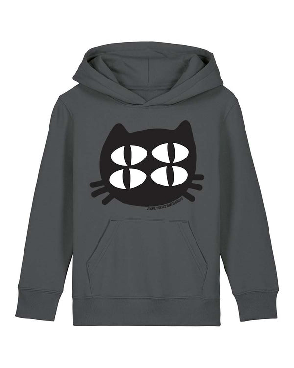 Sudadera capucha  niños algodón orgánico. "Gato cuántico"