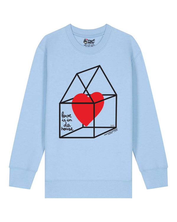 Sudadera niños algodón orgánico. "Love is in da house"