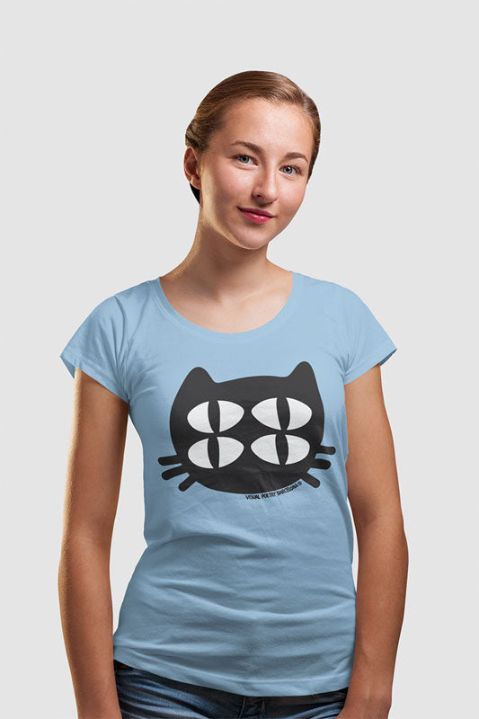 Camiseta mujer algodón orgánico. “Gato cuántico”