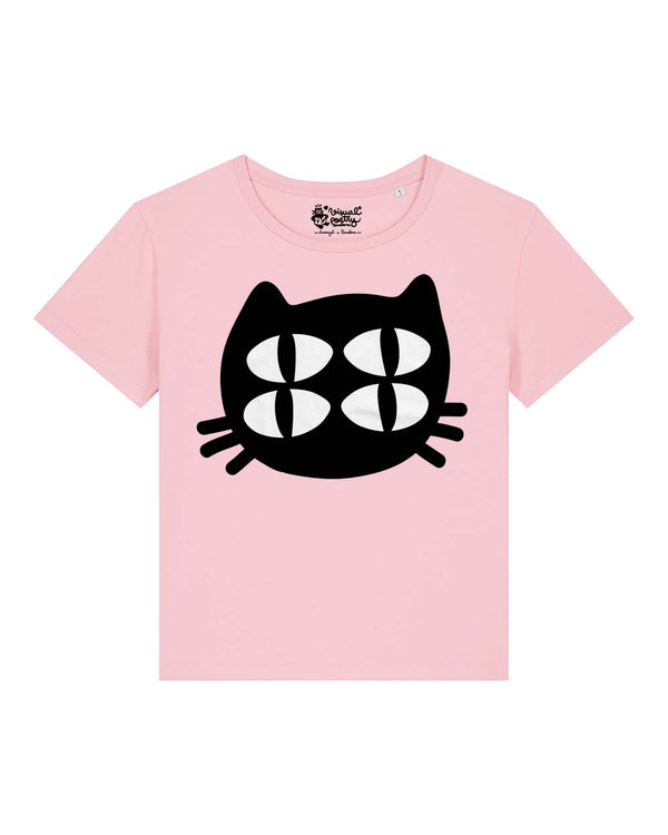 Camiseta mujer algodón orgánico. “Gato cuántico”