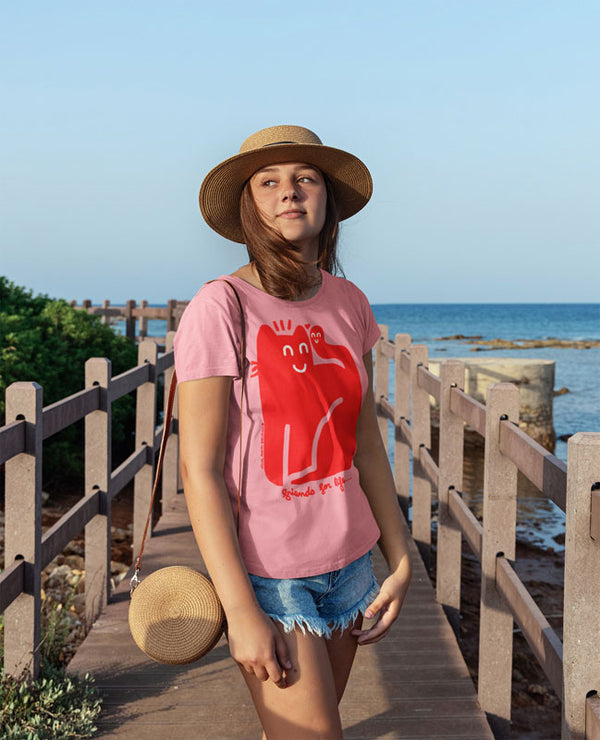 Camiseta mujer algodón orgánico. “Friends for life”