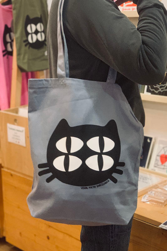Tote Bag celeste. "Gato cuántico"