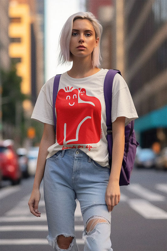 Camiseta Unisex algodón orgánico. "Friends for life"