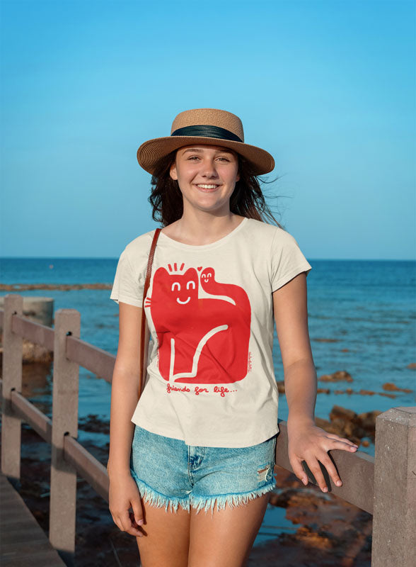 Camiseta mujer algodón orgánico. “Friends for life”