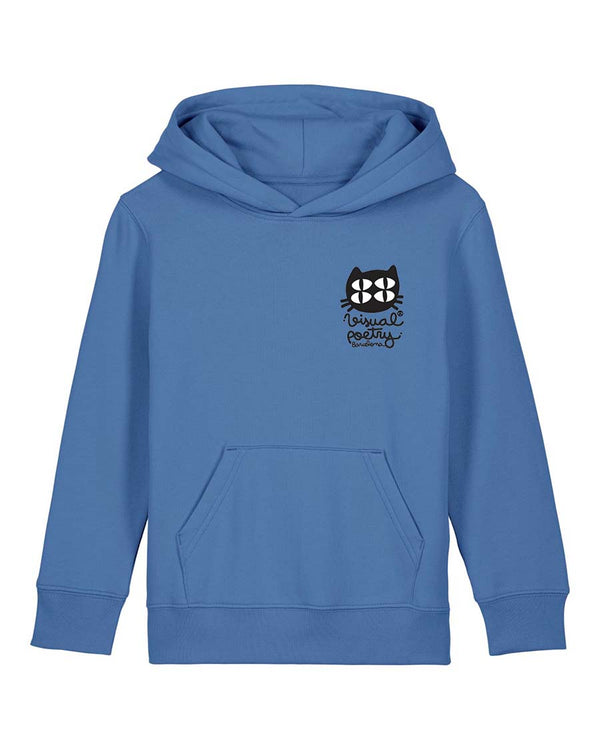 Sudadera capucha  niños algodón orgánico. "Gato cuántico" (back-front)