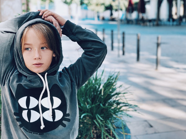 Sudadera capucha niños. "Gato cuántico"