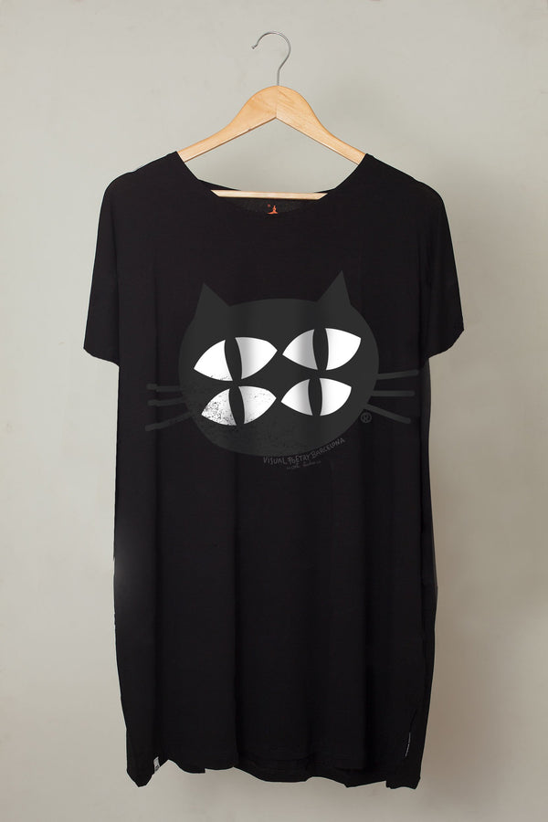 Vestido mujer manga corta. "Quantum cat" - Visual Poetry Barcelona
